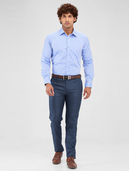 Raymond Blue Structure Slim Fit Cotton Formal Shirt