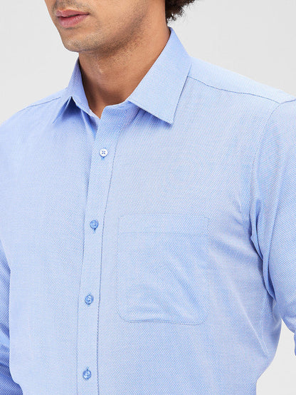 Raymond Blue Structure Slim Fit Cotton Formal Shirt