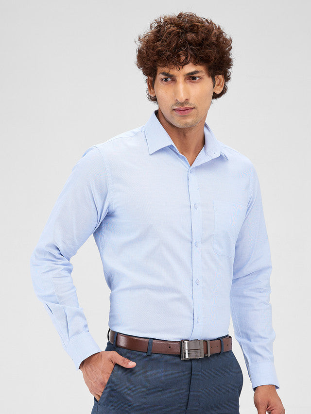 Raymond Blue Structure Slim Fit Cotton Formal Shirt