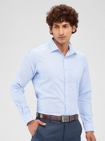 Raymond Blue Structure Slim Fit Cotton Formal Shirt