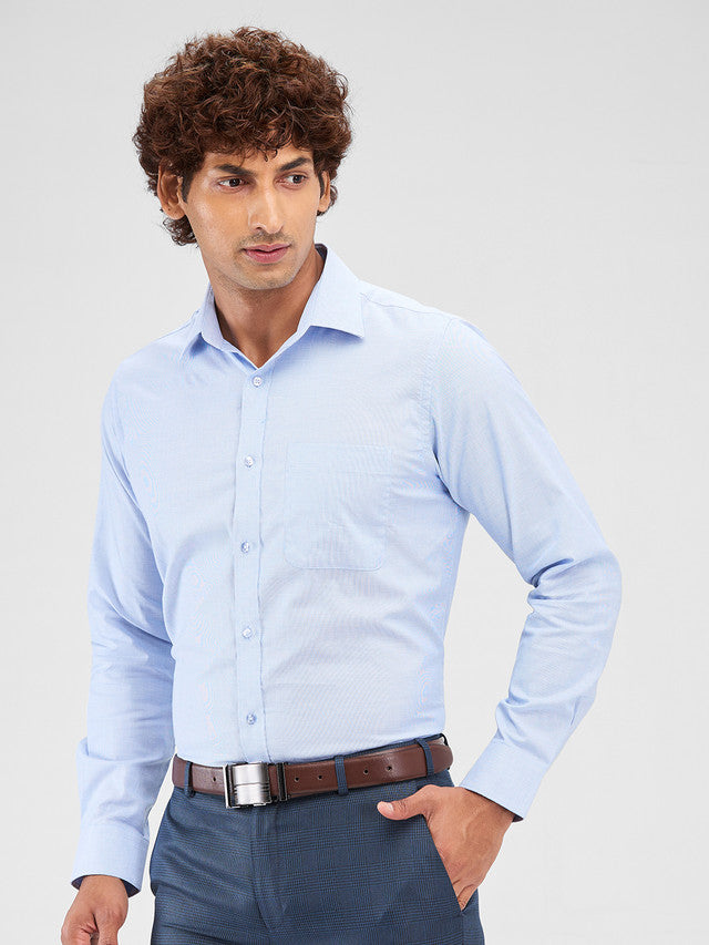 Raymond Blue Structure Slim Fit Cotton Formal Shirt