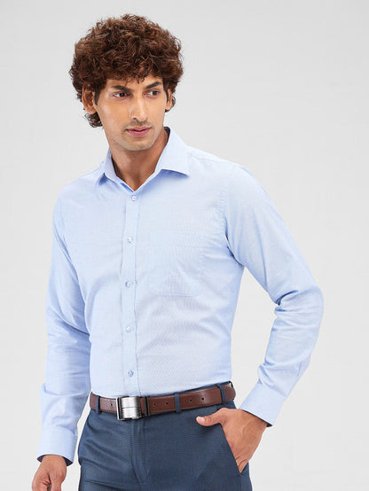 Raymond Blue Structure Slim Fit Cotton Formal Shirt