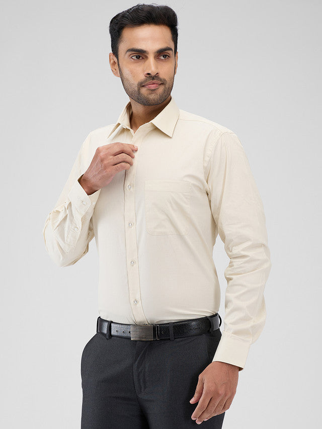 Raymond Brown Solid Slim Fit Cotton Formal Shirt