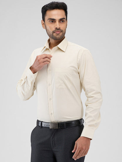 Raymond Brown Solid Slim Fit Cotton Formal Shirt