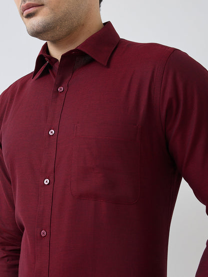 Raymond Men Red Structure Slim Fit Cotton Shirt