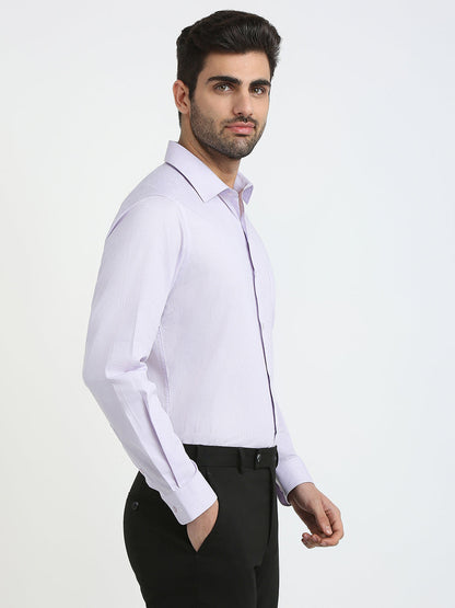 Raymond Men Purple Plain Checks Slim Fit Cotton Formal Shirt