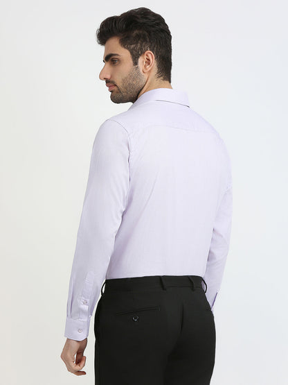 Raymond Men Purple Plain Checks Slim Fit Cotton Formal Shirt