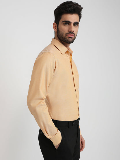 Raymond Men Orange Structure Slim Fit Cotton Formal Shirt