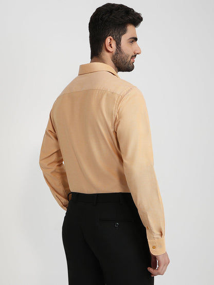 Raymond Men Orange Structure Slim Fit Cotton Formal Shirt