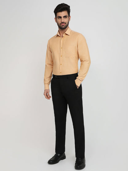 Raymond Men Orange Structure Slim Fit Cotton Formal Shirt