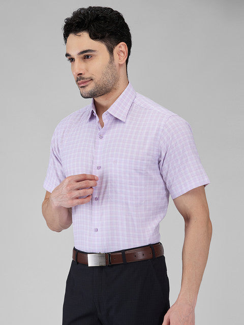 Raymond Men Purple Checks Regular Fit Cotton Formal Shirts