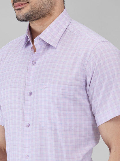 Raymond Men Purple Checks Regular Fit Cotton Formal Shirts