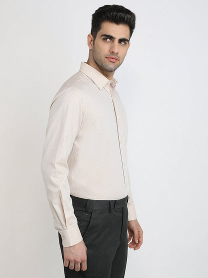 Raymond Men Brown Structure Contemporary Fit Cotton Full Sleeve Formal Shirt