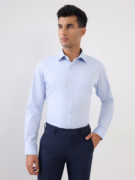 Raymond Men Blue Structure Slim Fit Cotton Full Sleeve Formal Shirt