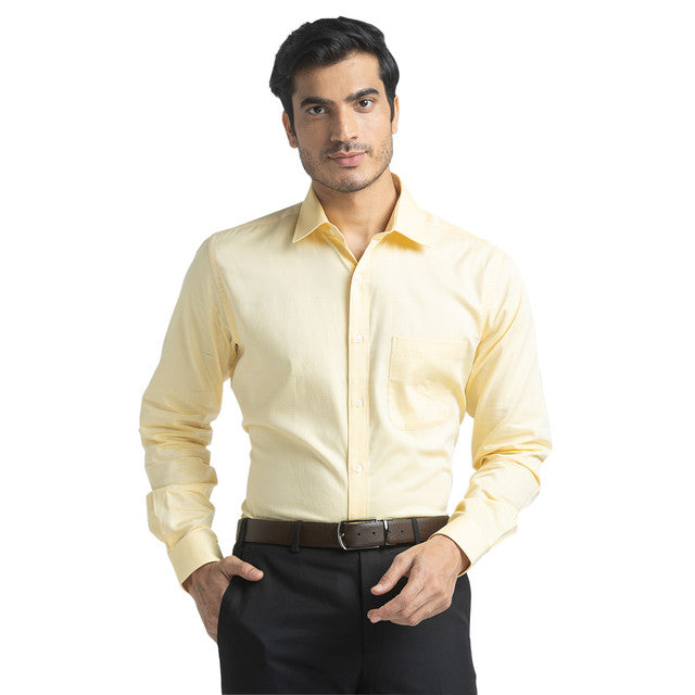 Raymond Yellow Slim Fit Full Sleeve Cotton Shirt