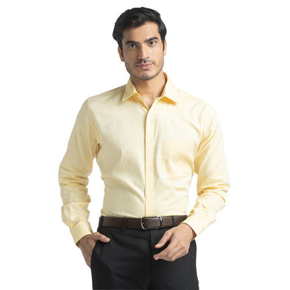 Raymond Yellow Slim Fit Full Sleeve Cotton Shirt