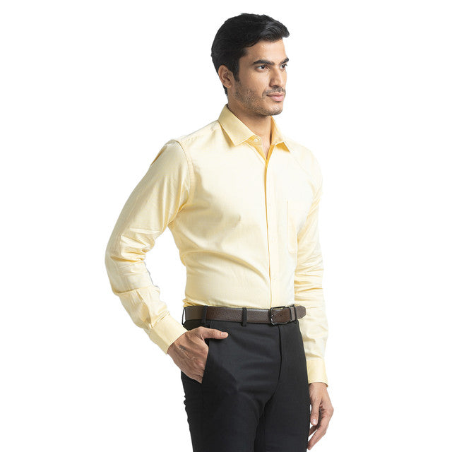 Raymond Yellow Slim Fit Full Sleeve Cotton Shirt