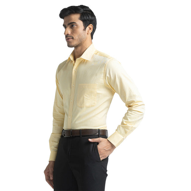 Raymond Yellow Slim Fit Full Sleeve Cotton Shirt