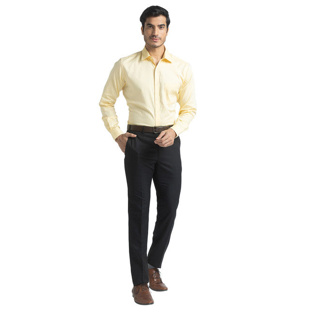 Raymond Yellow Slim Fit Full Sleeve Cotton Shirt