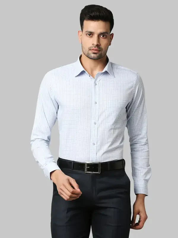 Men Blue Slim Fit Checks Cotton Shirts