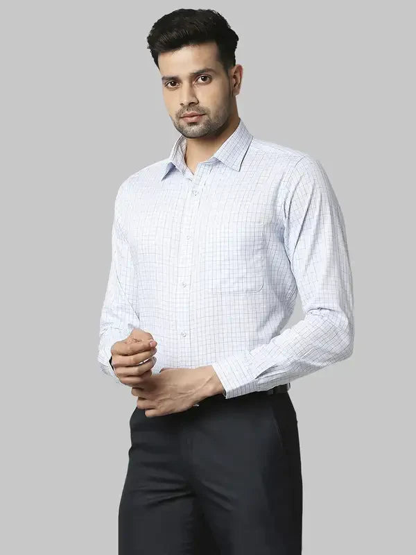 Men Blue Slim Fit Checks Cotton Shirts