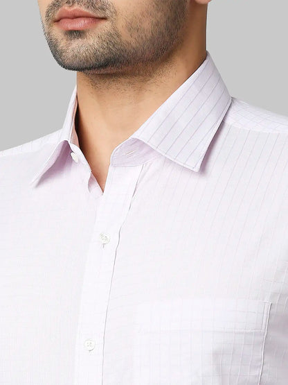 Raymond Men Violet Checks Slim Fit Cotton Shirts