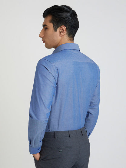 Raymond Blue Solid Slim Fit Cotton Formal Shirt