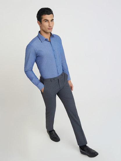 Raymond Blue Solid Slim Fit Cotton Formal Shirt