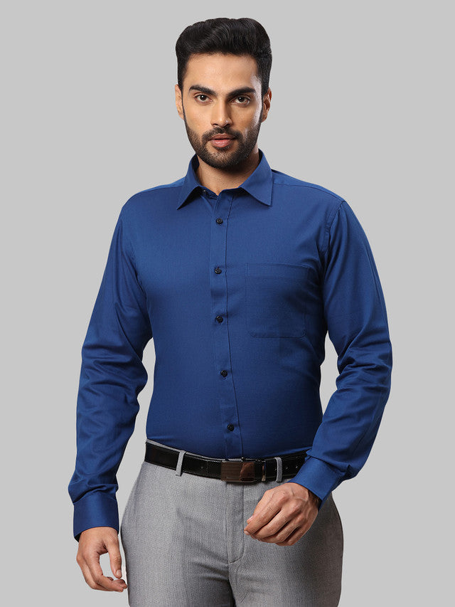 Raymond Blue Structure Slim Fit Cotton Formal Shirt