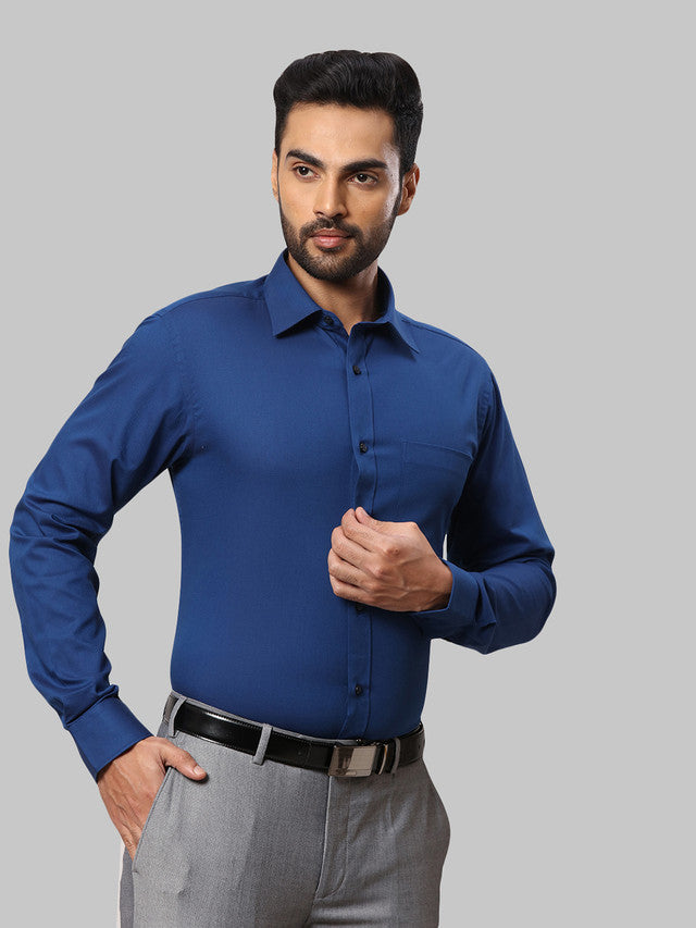 Raymond Blue Structure Slim Fit Cotton Formal Shirt