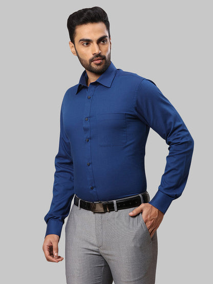 Raymond Blue Structure Slim Fit Cotton Formal Shirt