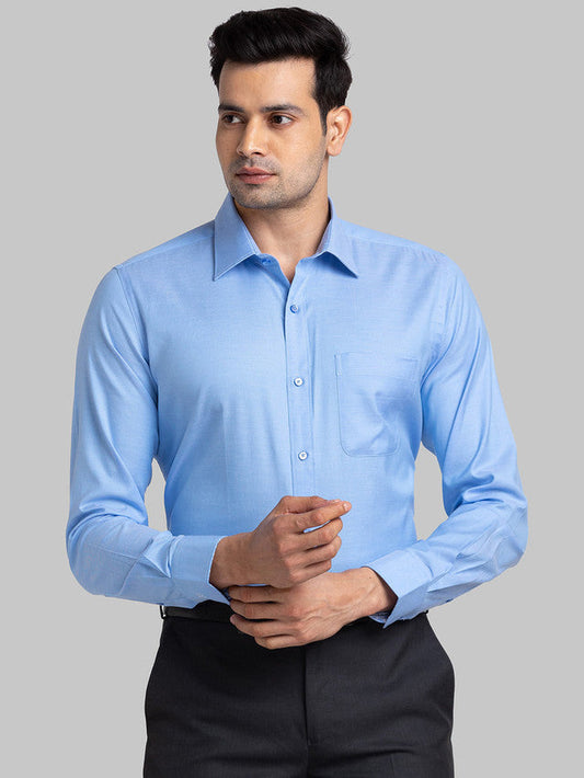 Raymond Blue Structure Contemporary Fit Full Sleeve Cotton Shirt