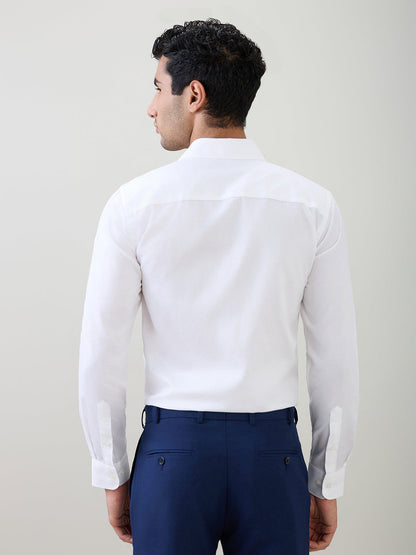 Raymond Men White Structure Regular Fit Cotton Full Sleeve Formal Shirt