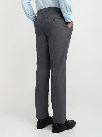 Raymond Men Grey Structure Classic Fit Cotton Blend Trouser