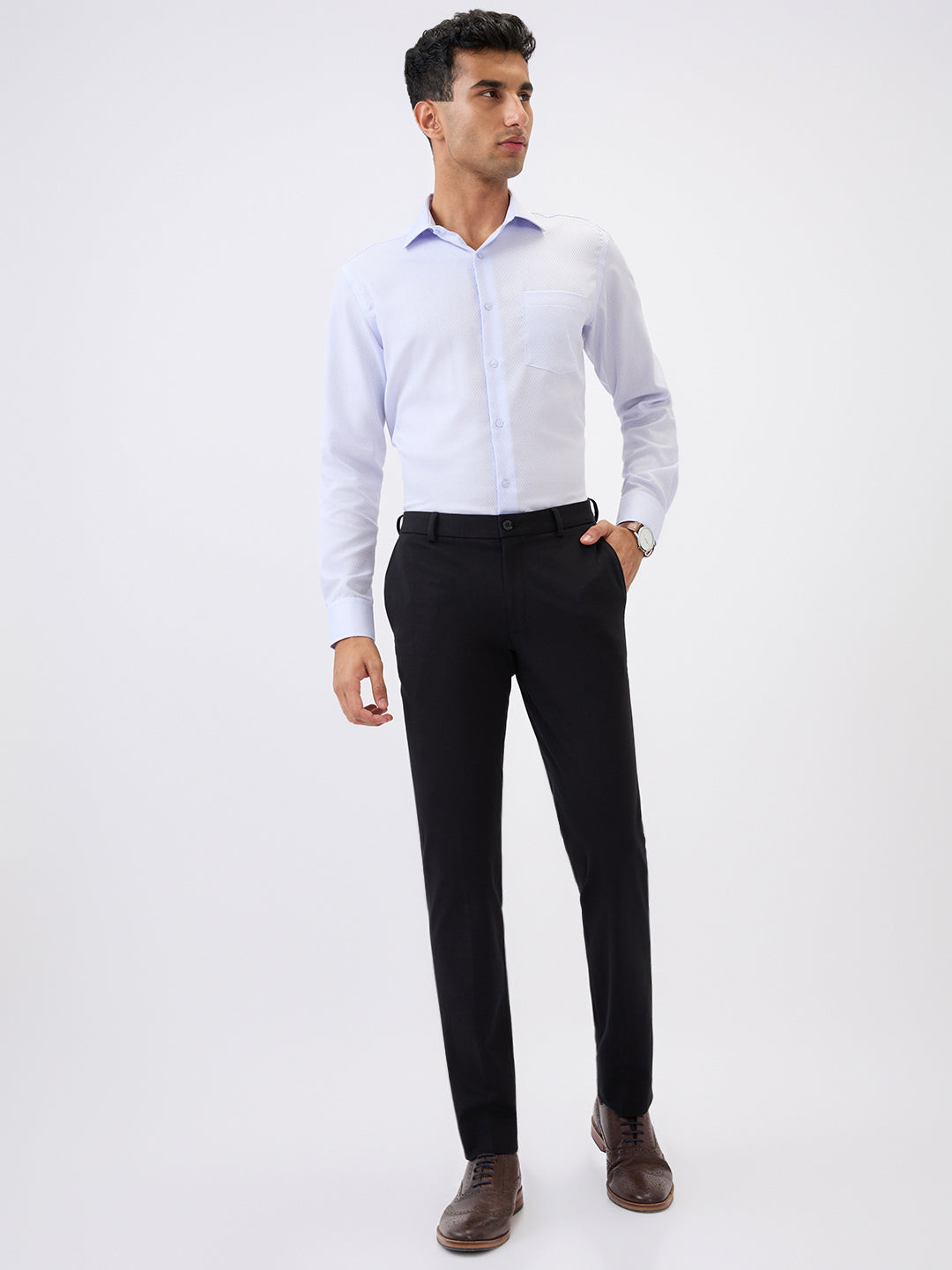 Raymond Men Black Solid Slim Fit Terry Blend Trouser