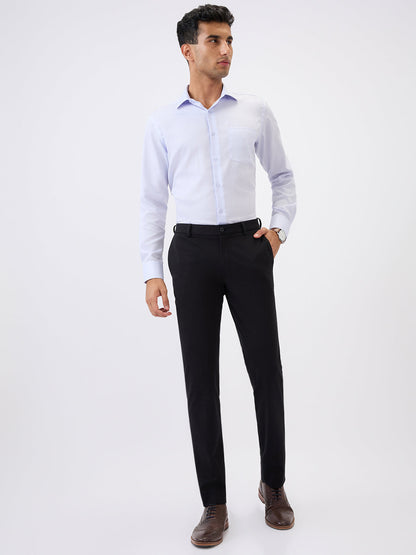 Raymond Men Black Solid Slim Fit Terry Blend Trouser