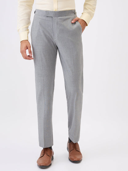 Raymond Men Khaki Checks Slim Fit Terylene Blend Trouser