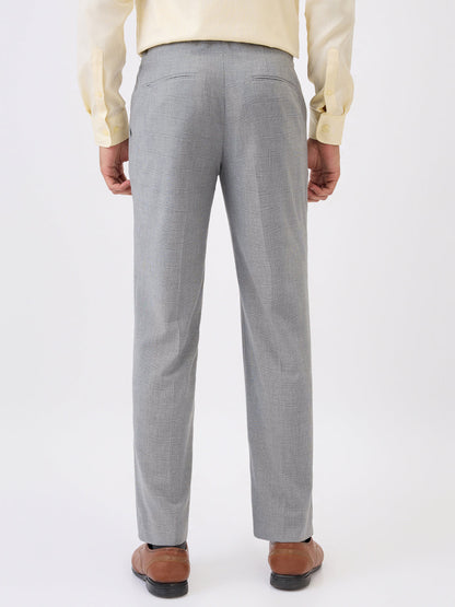 Raymond Men Khaki Checks Slim Fit Terylene Blend Trouser