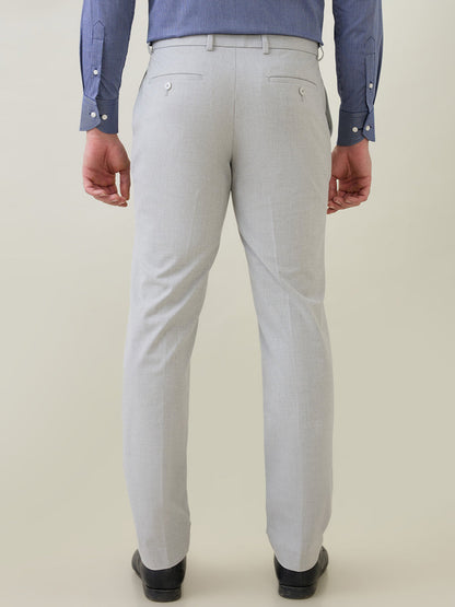 Raymond Men Grey Structure Slim Fit Polyester Blend Trouser