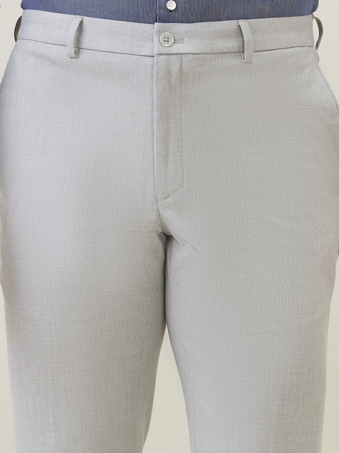 Raymond Men Grey Structure Slim Fit Polyester Blend Trouser