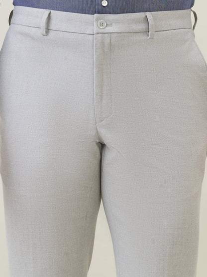 Raymond Men Grey Structure Slim Fit Polyester Blend Trouser