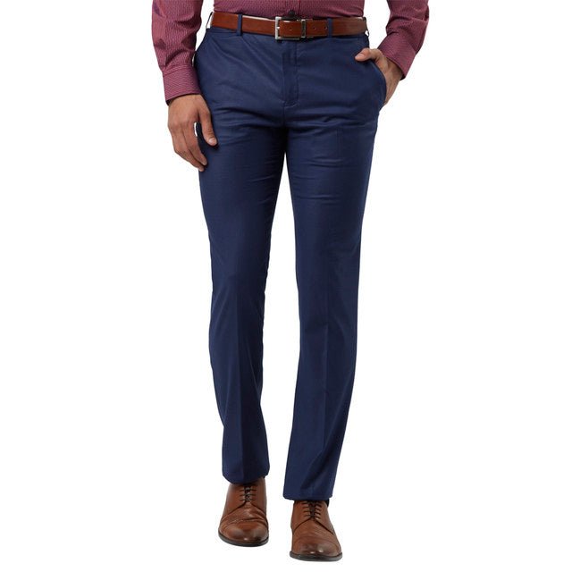 Raymond Men Blue Slim Fit Polyester Blend Trouser