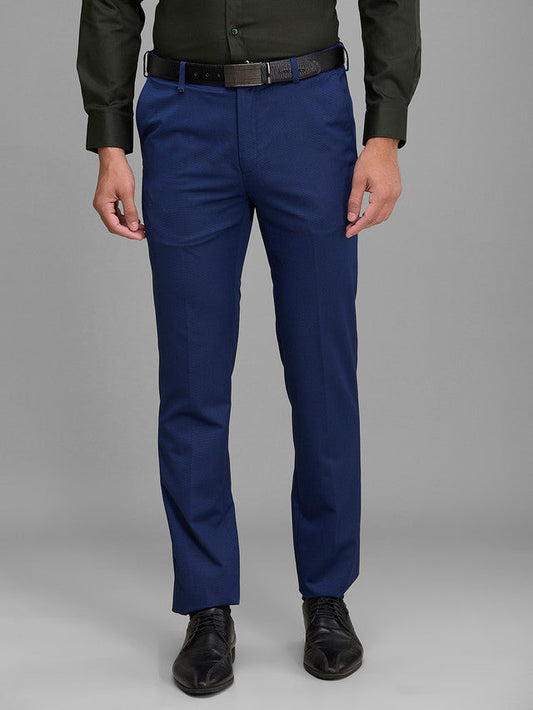Raymond Blue Structure Contemporary Fit Polyester Blend Trouser