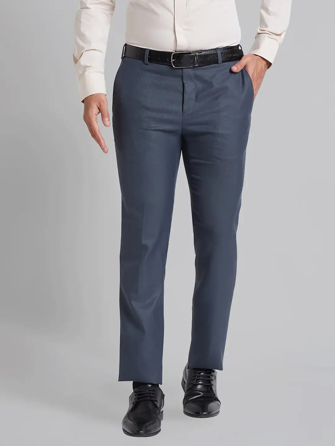 Raymond Men Grey Slim Fit Polyester Blend Trousers