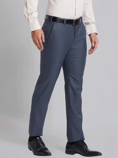 Raymond Men Grey Slim Fit Polyester Blend Trousers