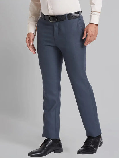 Raymond Men Grey Slim Fit Polyester Blend Trousers