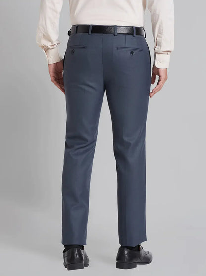 Raymond Men Grey Slim Fit Polyester Blend Trousers