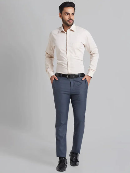 Raymond Men Grey Slim Fit Polyester Blend Trousers