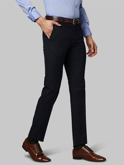 Raymond Blue Solid Slim Fit Terylene Blend Trouser