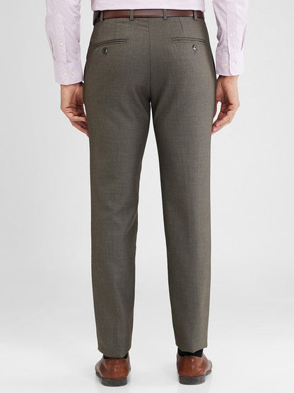 Raymond Men Brown Solid Slim Fit Polyester Blend Trouser